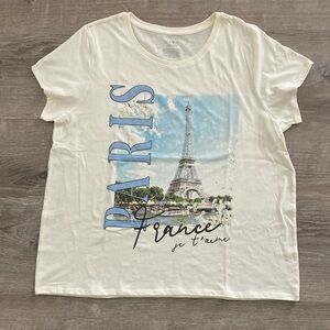 Paris Graphic Tee in Cream and Blue